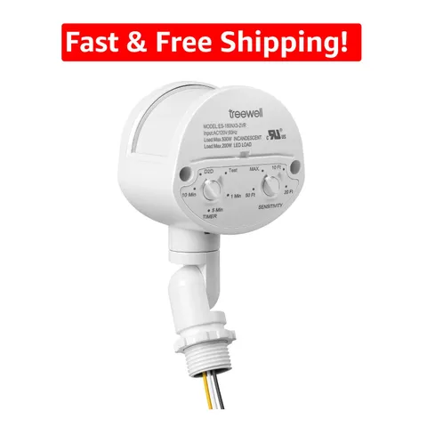 White Motion Detector -  Listed with 3 Modes & Adjustable Sensitivity for Home