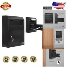 Secure Drop Box Safe - Key Lock Steel Mailbox, 12x15" Wall Mount, Large Capacity