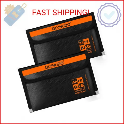 Fireproof Money Bag for Cash (2 Pack, 8x5"), Waterproof Document Pouch for Trave