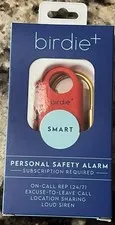 NEW Birdie Plus Smart Personal Safety Alarm RED W/BRASS KEYCHAIN