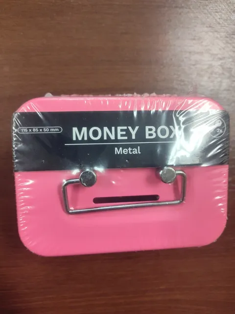 Metal Mini Safe Lock Box Cash Money Bank with 2 Keys, Pink