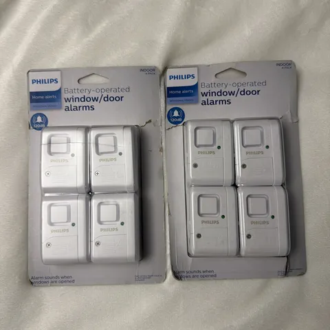 Philips Battery Operated Window Door Alarms 120dB 4-Pack Lot of 2 New 8 Total