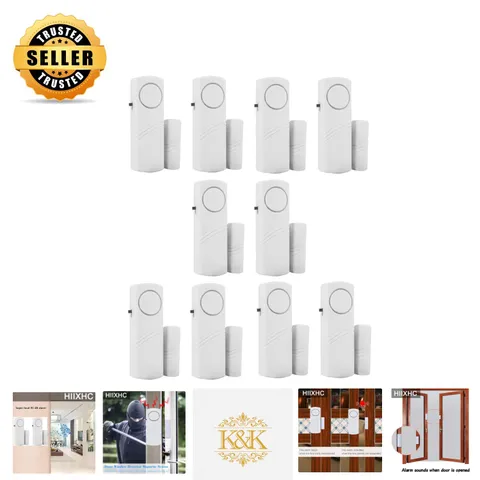 Durable Wireless Security Door & Window Alarms - Loud 90 dB Alerts, 10 Pack