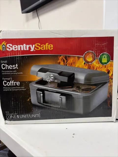 Fireproof Sentry Box Key Lock Important Document Money Safety Storage Chest Box