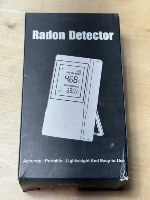 RN80 Digital Radon Gas Detector Monitor Battery Powered Portable WHITE NEW