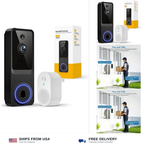1080p Wireless Wi-Fi Video Doorbell Camera with Smart Human Detection, Night ...