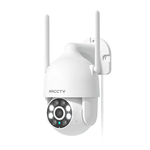 2.5K Security Camera Outdoor, 24/7 Recording, 360° View, WiFi, White