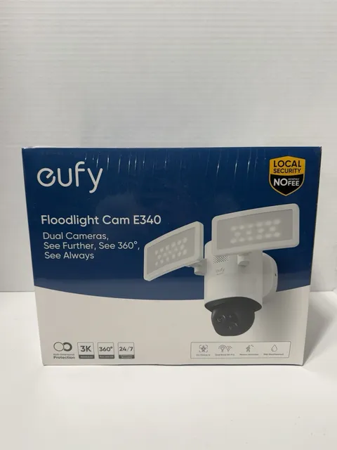 eufy Security Floodlight Camera E340 Wired 3K PTZ Dual 360 Camera Dual-Band