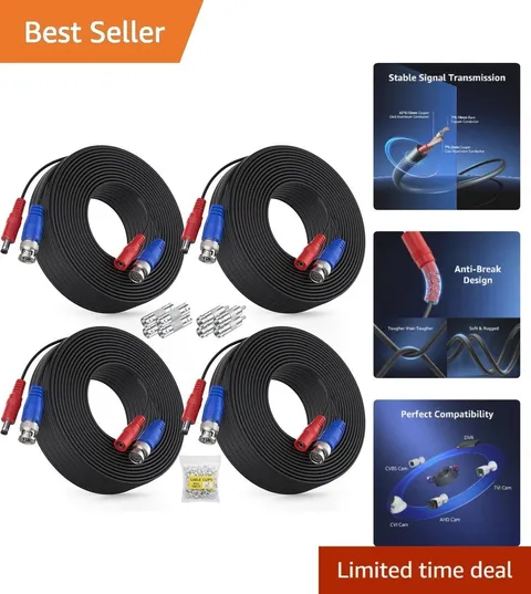 Weatherproof 30M CCTV BNC Extension Cables for Surveillance System