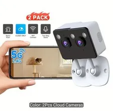 2X Security Home Cameras - 3MP 2.4G WiFi Color Night Vision Smart Indoor - NWB
