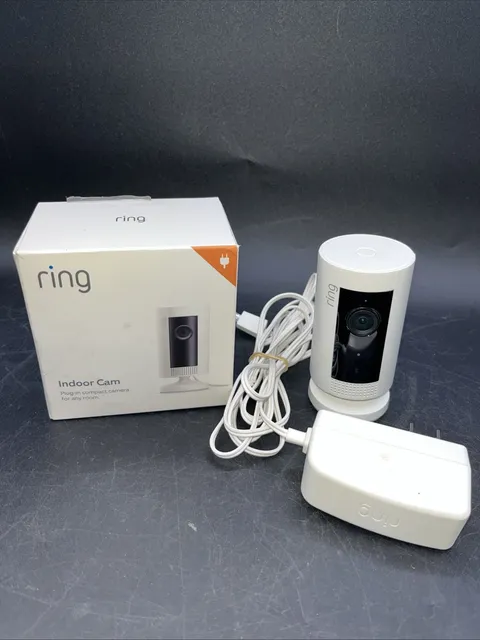 Ring Indoor Cam Compact Plug-In HD Security Camera with two-way talk - White