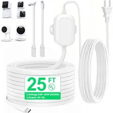 25FT Outdoor Power Adapter for WYZE Pan V3/ V4/ Duo Cam Pan, Cam V4/ V3/ Cam OG,