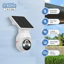 GLOW POP 1080P SECURITY CAMERA WIRELESS WITH SOLAR PANEL, 2.4G WIFI -  WHITE