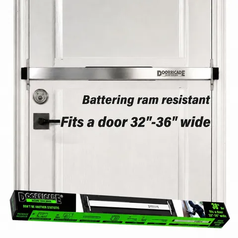 Door Security Bar-by Doors 32"-36" Wide Get this 38" Long Bar., Silver