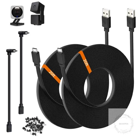 2-Pack 20ft Power Extension Cable Compatible with Wyze Cam v4,Wyze Cam Pan v3,Wy