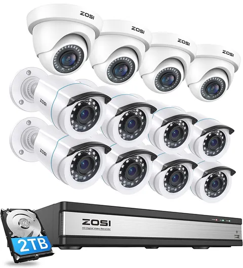 ZOSI H.265 16Channel 1080p Surveillance CCTV DVR Security Camera System 2TB