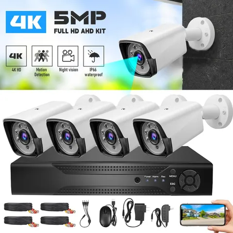 4 Camaras De Seguridad Exterior 1080P Inalambrica Con Vision Nocturna w/DVR