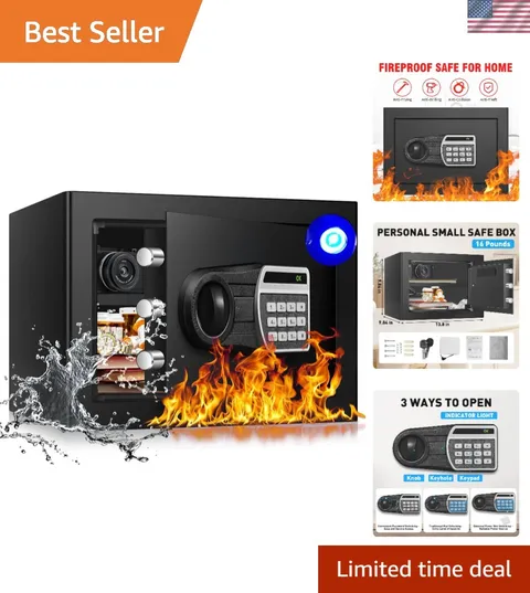 1.3 Cuft Digital Safe Box with Alarm & Removable Shelf - Home Security Solution