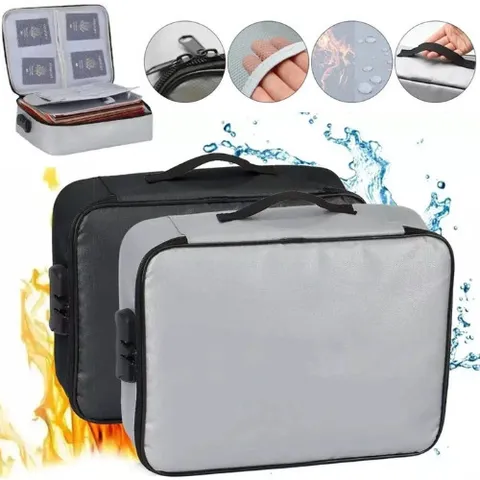 3-Layer Fireproof Document Box with Lock File Storage Box Waterproof Safe Bag US