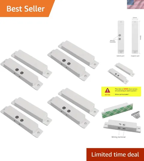 4-Pack Easy-Install Door Alarm Sensors - Magnetic Contact with Tape Included