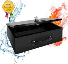 Fireproof Lock Box with Key and Combination Lock, Fire Safe Document Box