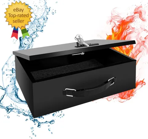 Fireproof Lock Box with Key and Combination Lock, Fire Safe Document Box