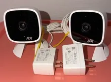 2 ADT RC845 FHD Wireless Indoor Security Cameras w/ Power Adapters