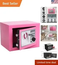 Pink Portable Security Safe with Anti-Theft Alarm - Perfect Jewelry Storage