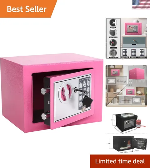 Pink Portable Security Safe with Anti-Theft Alarm - Perfect Jewelry Storage