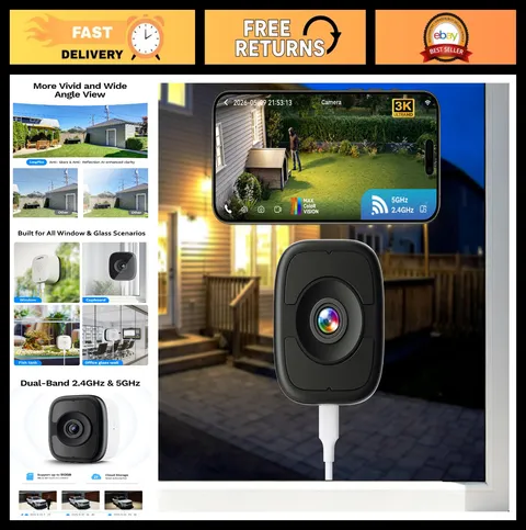 5MP 3K Indoor Window Security Camera - WiFi6, Night Vision, AI Detection, 24/7 R