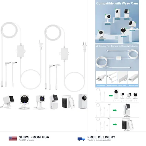 20Ft/6m Outdoor Power Adapter Compatible with Wyze Cam V4/V3,Duo Cam Pan,Wyze...