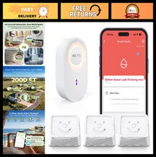 WiFi Water Leak Detector Kit - 2000ft Long-Range, SMS Alerts, 105dB Alarm, 5-Yea