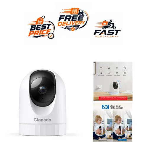 Cinnado D1 2K Indoor Security Camera WiFi 360° Pet Baby Monitor