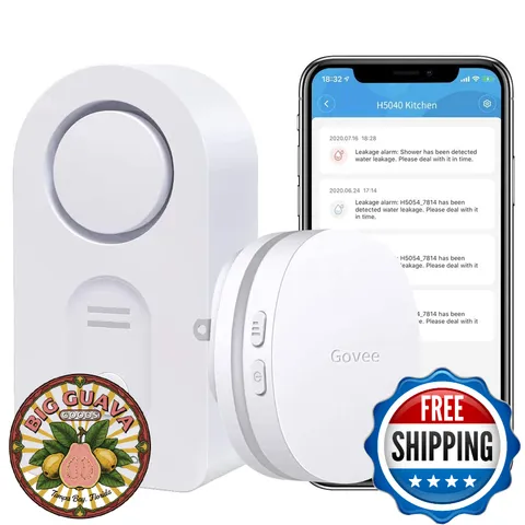Govee WiFi Water Sensor 1 Pack Smart Water Leak Detector 100dB Alarm Home Baseme