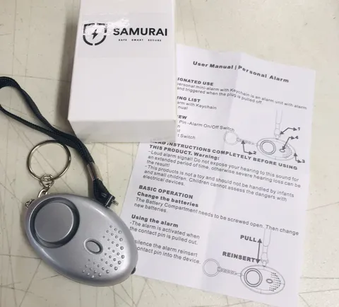 Samurai Personal Alarm Keychain with LED Light 