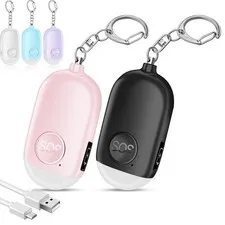 Personal Safety Alarm for Women, 2 Pack Rechargeable 130dB Self Defense Alarm...