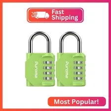Puroma 2 Combination Lock Locker 4 Digits Combo Padlock Gym Yellow-Green
