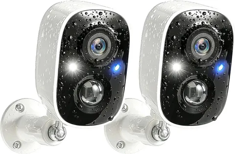 2 Pack Cameras System, Security Cameras Wireless Outdoor, 2K Video