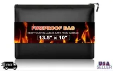 Fire Proof money Bag  2000℉ Fireproof Document Pouch Waterproof  Safe Cash  US