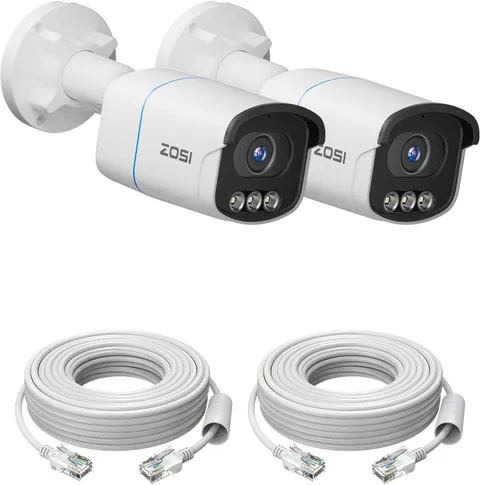 ZOSI 2 Pack C186 5MP PoE Security Camera Wired Audio Bullet IP Camera Detect