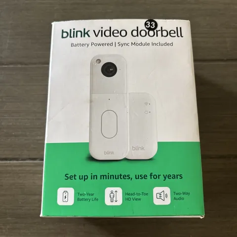 Blink Video Doorbell System with Head-to-Toe HD View Sync Module Core, White NEW