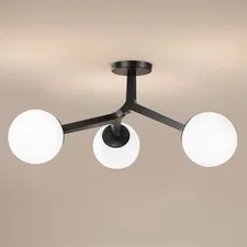mnikopE Semi Flush Mount Ceiling Light Fixture 3-Light Black