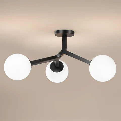 mnikopE Semi Flush Mount Ceiling Light Fixture 3-Light Black