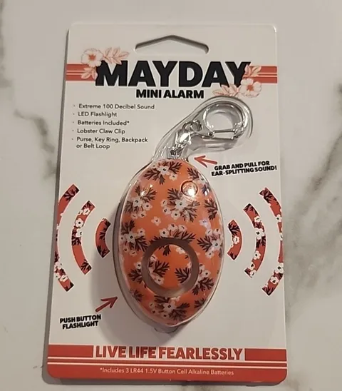 Mayday Mini Floral Orange Self Defense Keychain Personal Alarm Emergency Keyring