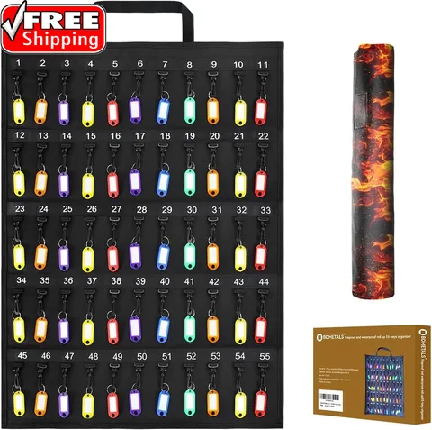 Rollable Portable Fireproof Water Proof Key Case - Compact 55-Key Storage for Ho