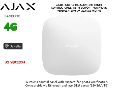 AJAX HUB2 4G (9NA/AUX) ETHERNET CONTROL PANEL SUPPORT FOR PHOTO VERIFICATION
