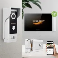 HOMSECUR 7" Waterproof 4 Wire WIFI HD Video Door Phone Call Intercom With Lock