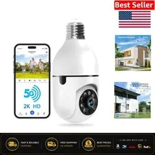 360° Motion Detection Light Bulb Camera with Color Night Vision - Easy Setup