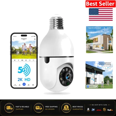 360° Motion Detection Light Bulb Camera with Color Night Vision - Easy Setup