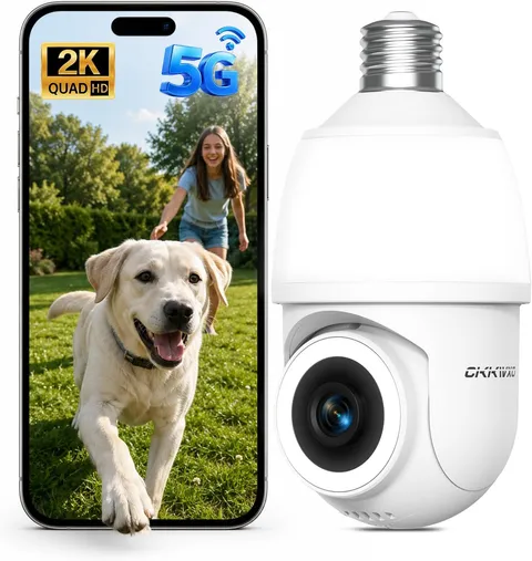 Light Bulb Camera, 2.4&5Ghz Wifi 2K Light Bulb Security Camera,Wireless Outdoor